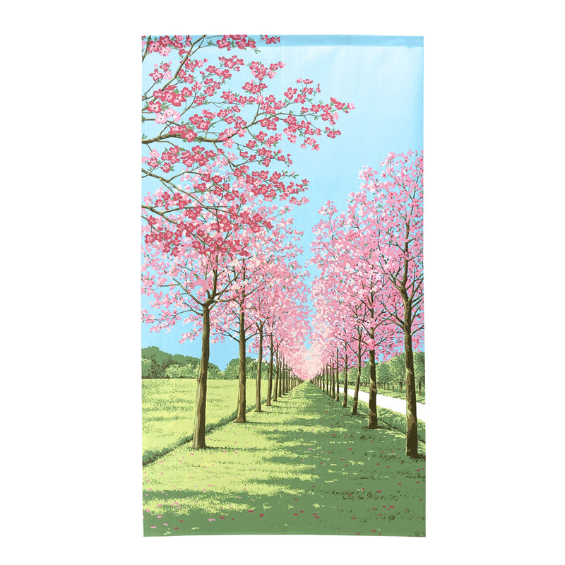Noren Curtain (Japanese Style/Row of Cherry Blossom Trees/85x150cm/SMCol(s): Pink,Green,Blue)