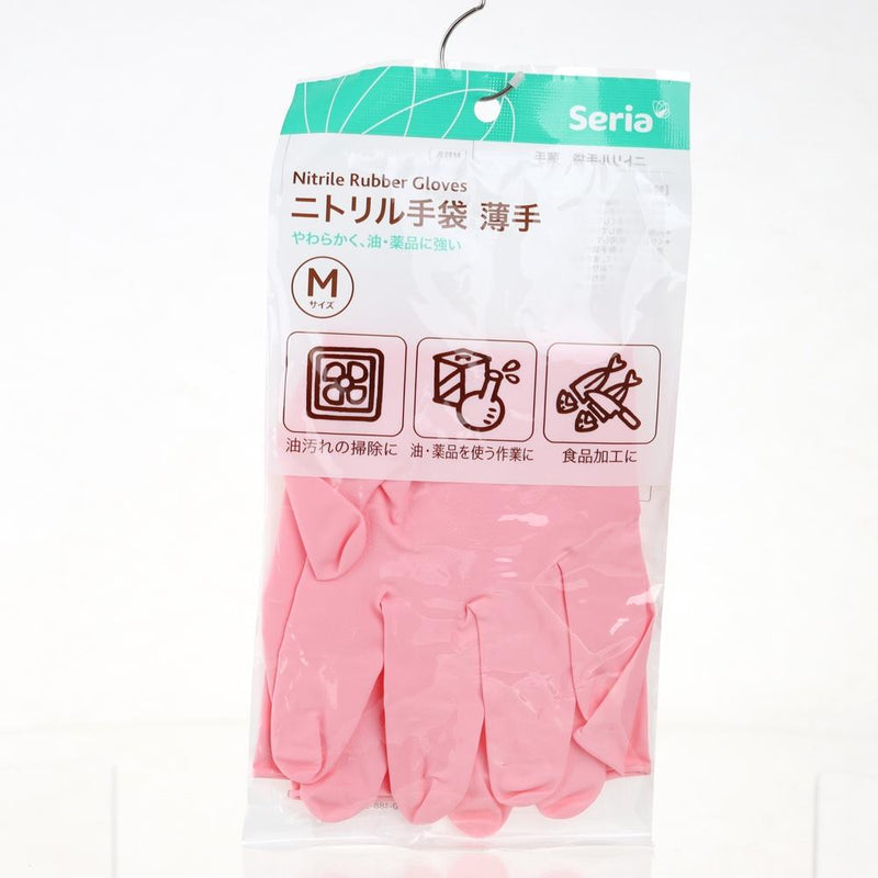 Plastic Gloves -M (Nitrile/Thin/Pink/M (1pr))
