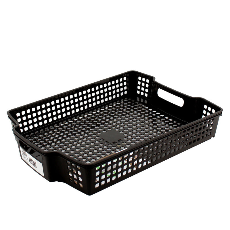 A4 Shallow Stackable Mesh Basket (Black)