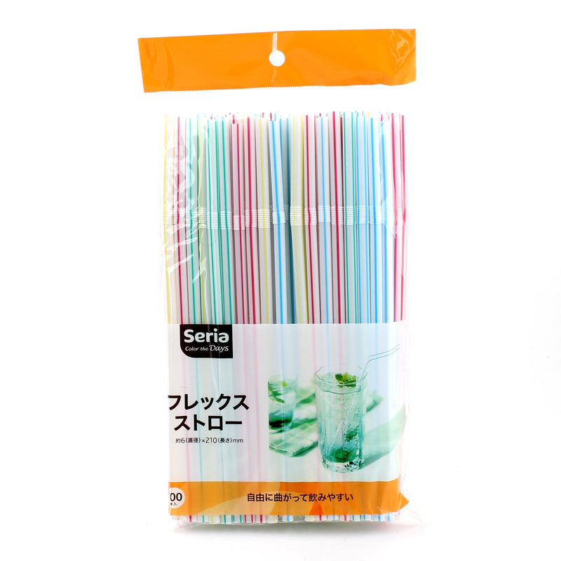 Disposable Plastic Straws (Flexible/Colourful/21cm/d.0.6cm (100pcs))