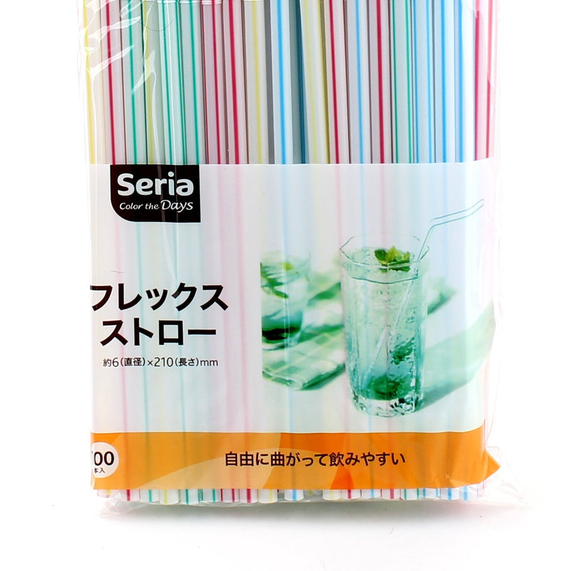 Disposable Plastic Straws (Flexible/Colourful/21cm/d.0.6cm (100pcs))