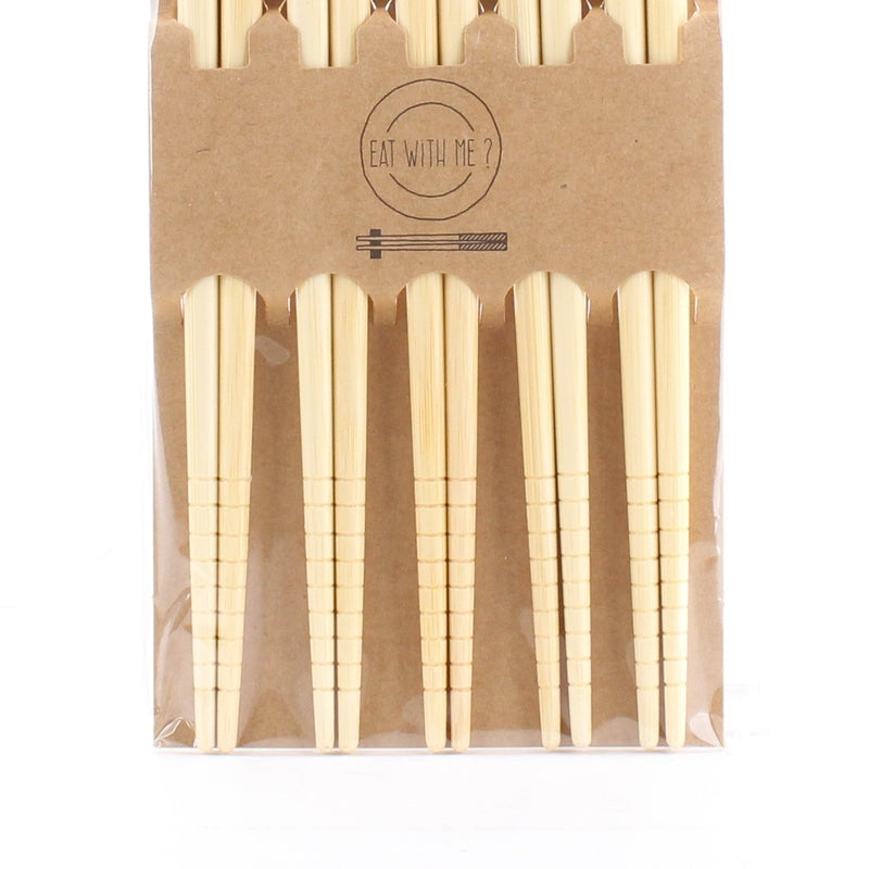 Wooden Chopsticks with Stripes (5pairs)