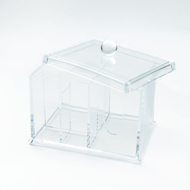 Makeup Organizer (PS/With Lid/For Cotton Pds, Cotton Swabs/10.9x14.8x9.4cm/SMCol(s): Clear)