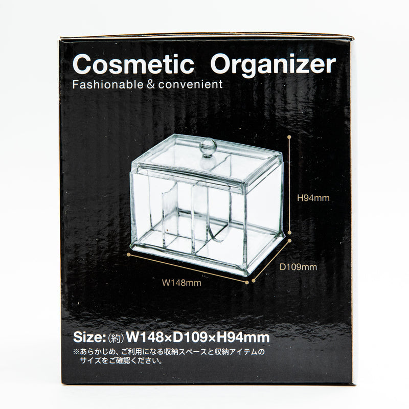 Makeup Organizer (PS/With Lid/For Cotton Pds, Cotton Swabs/10.9x14.8x9.4cm/SMCol(s): Clear)
