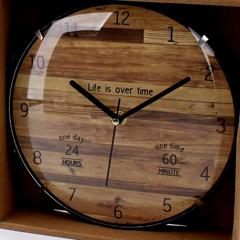 "Life is over time" Wood Wall Clock (d.20cm)