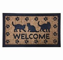 "Welcome" Cat Rectangular Coir Door Mat