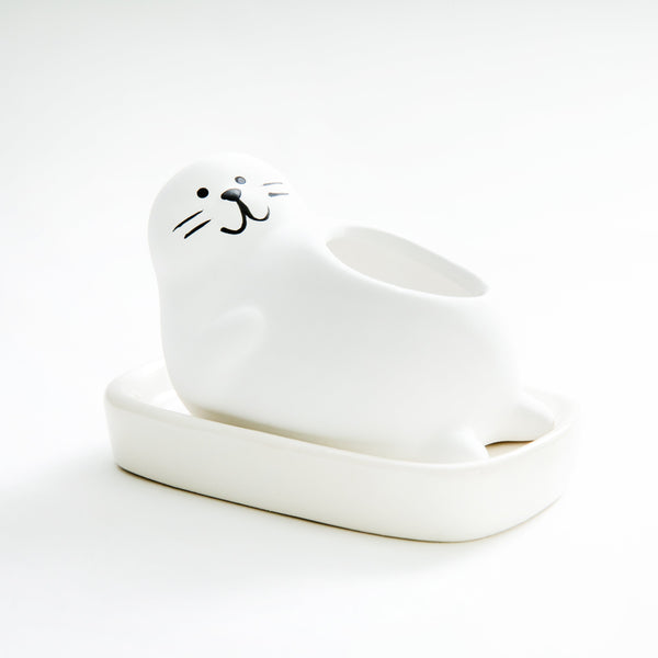 Humidifier (Ceramic/Unglazed Pot/Plump Belly Seal/6.1x8.5cm/SMCol(s): White)