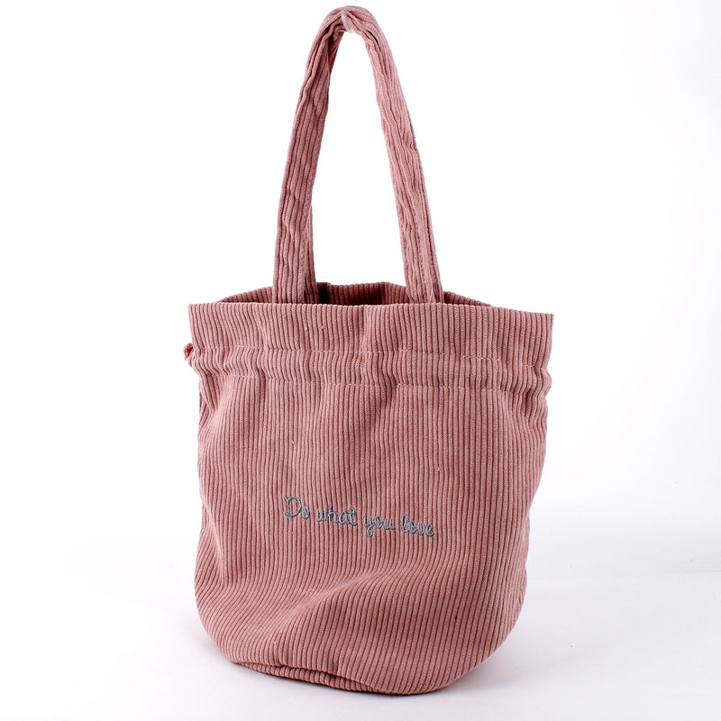 Corduroy Drawstring Bag (Pink)