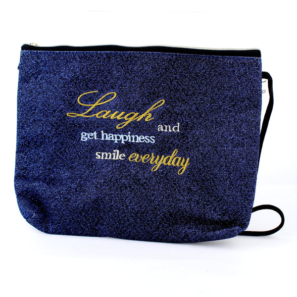 "Laugh and Smile everyday"  Glitter Shoulder Bag (Wide)