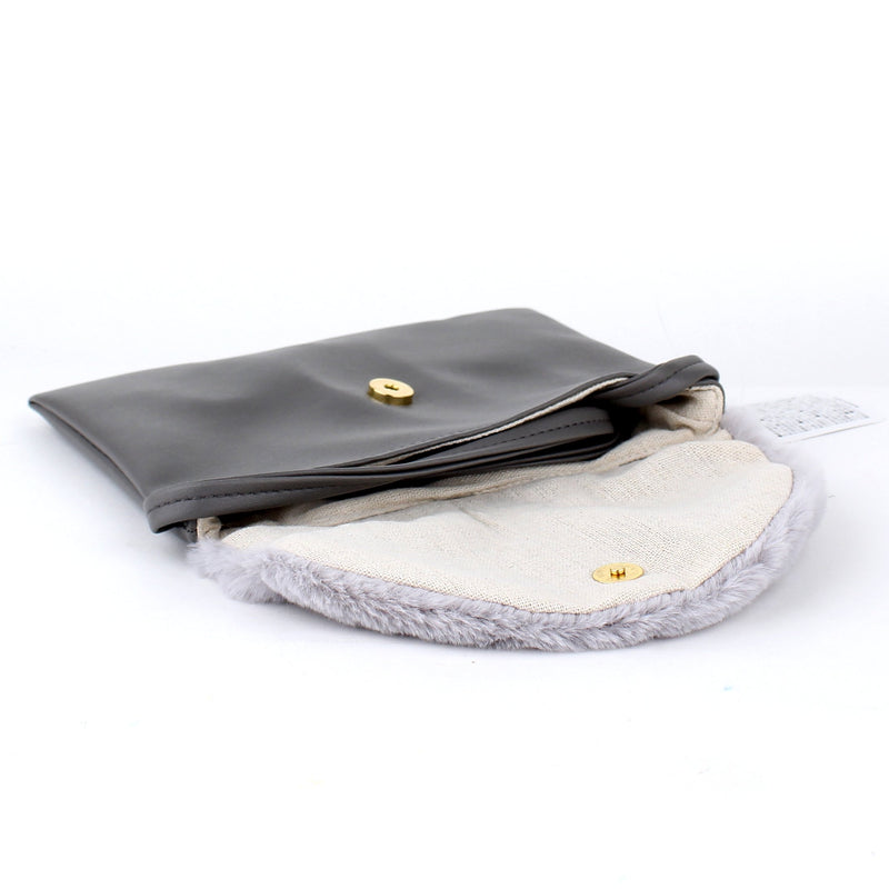 Mini Furry Flap Shoulder Bag (Grey)