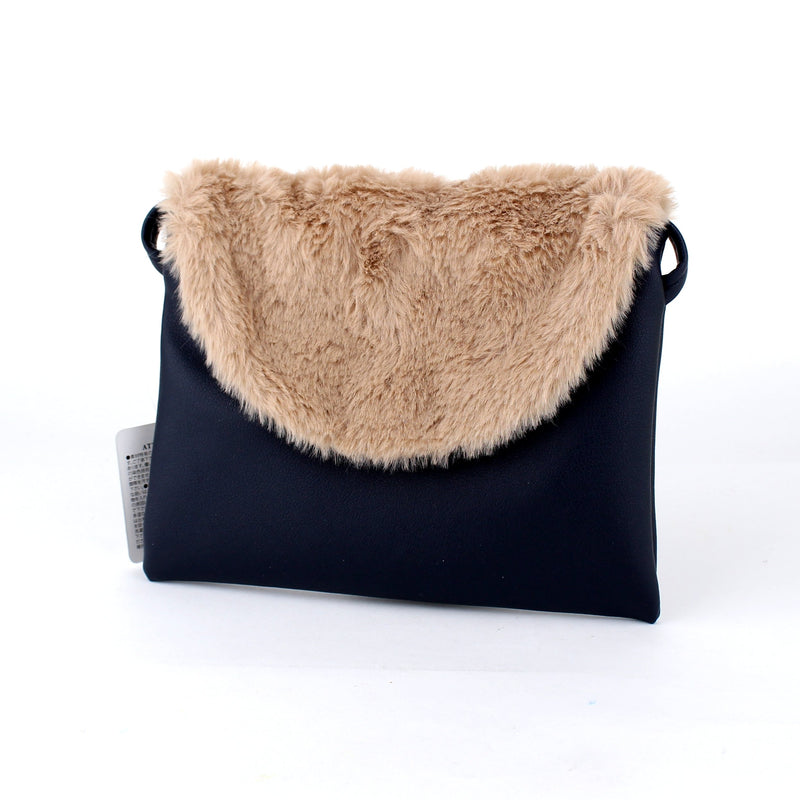 Mini Furry Flap Shoulder Bag (Beige)