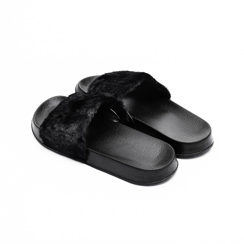 Fluffy Slippers (Size L) Black