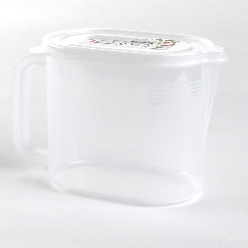 Plastic Liquid Container (Microwavable/Oval/CL/9.7x18x12cm / 1L)