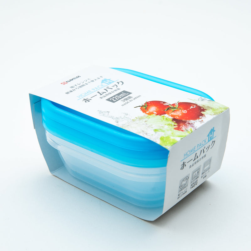 Plastic Food Container (Microwavable/BL/12.9x9.2x4.1cm / 220mL (3pcs))