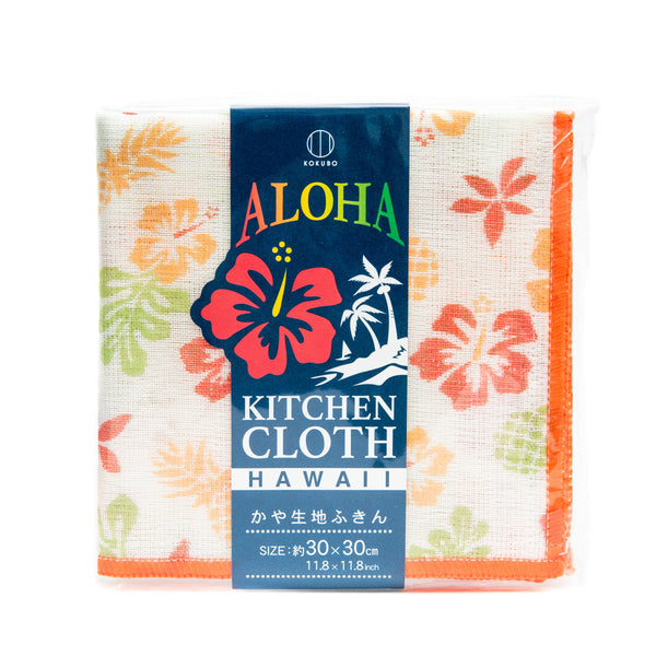 Cleaning Cloth (Kayaori Gauze/Hawaii/Flower/30x30cm/SMCol(s): Red)