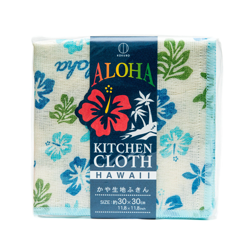 Cleaning Cloth (Kayaori Gauze/Hawaii/Flower/30x30cm/SMCol(s): Blue)