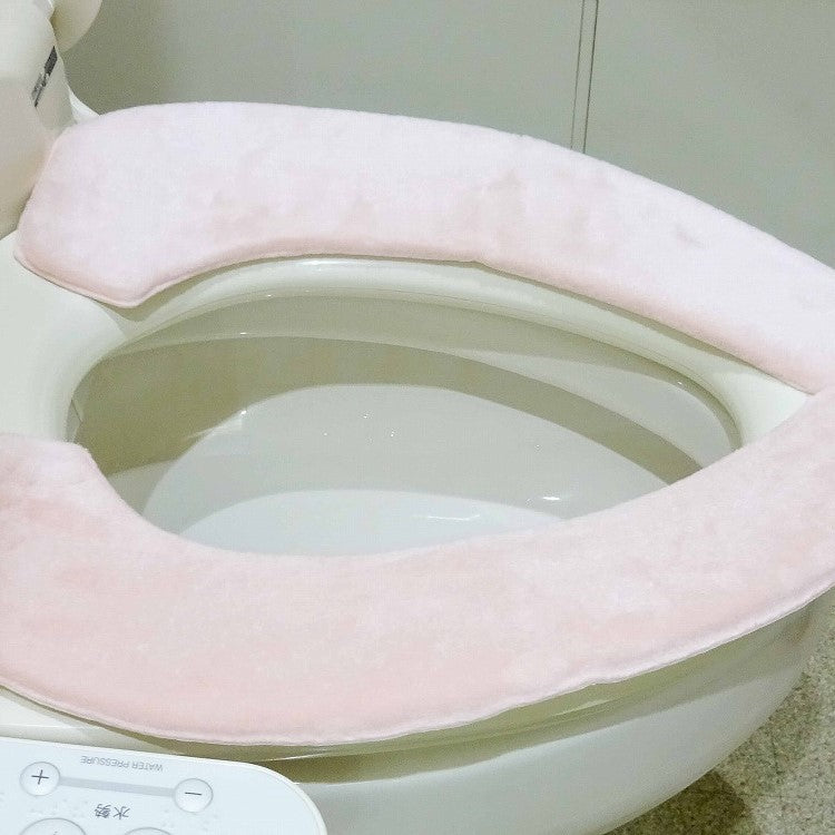 Toilet Seat Cover (Puffy/Sherpa Fleece/Reusable Adhesive/For All Toilet Seat Shapes/3x20x28cm (1 pair)/SMCol(s): Pink)