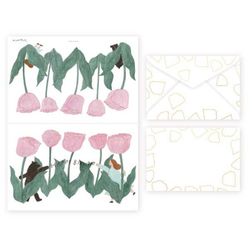 Hyogensha Tulip With Envelope Birthday Greeting Card 27-050