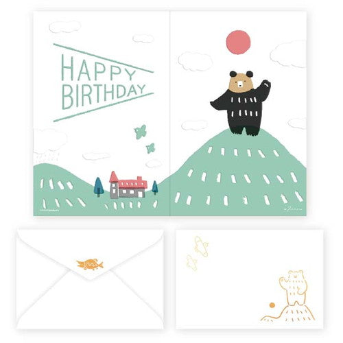 Hyogensha Bear Birthday With Envelope Birthday Greeting Card 27-051