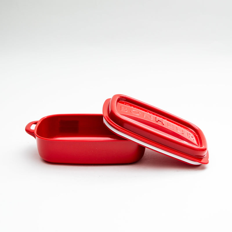 Lunch Box (PP/SI/Rectangular/"Bonheur"/500ml/11x18.5x5.6cm/SMCol(s): Red)