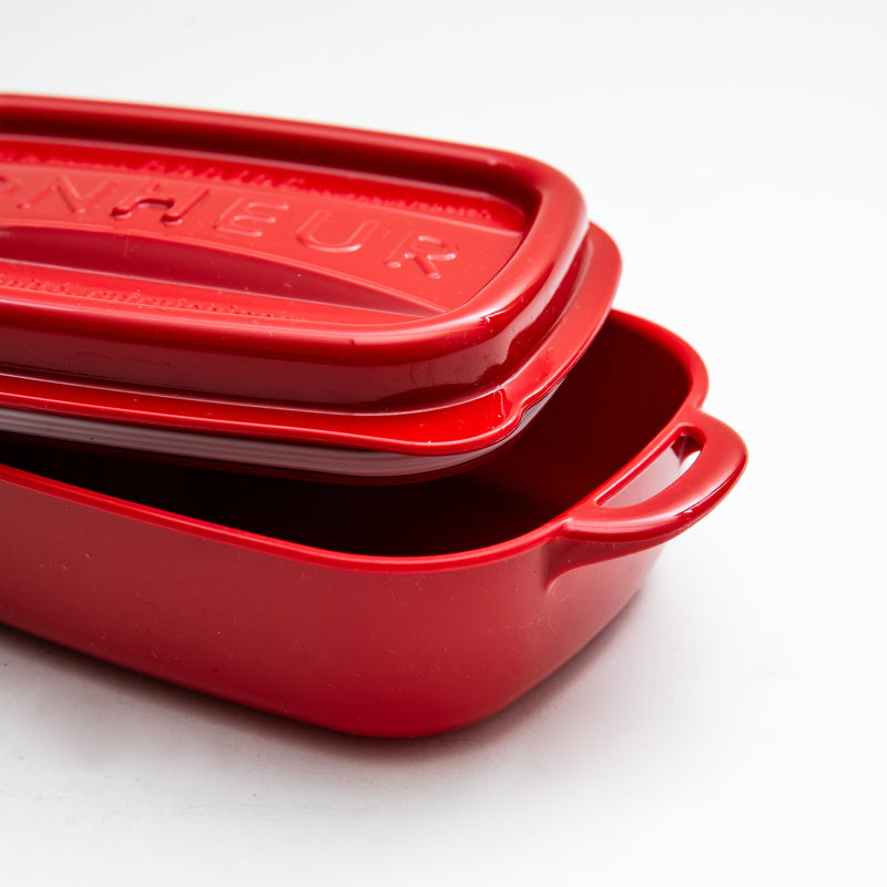 Lunch Box (PP/SI/Rectangular/"Bonheur"/500ml/11x18.5x5.6cm/SMCol(s): Red)