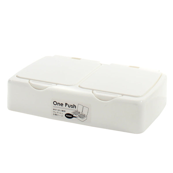 2-Section White Shallow Storage Box with Lids