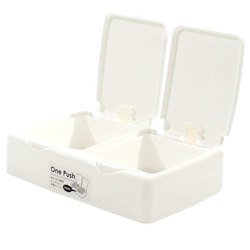 2-Section White Shallow Storage Box with Lids