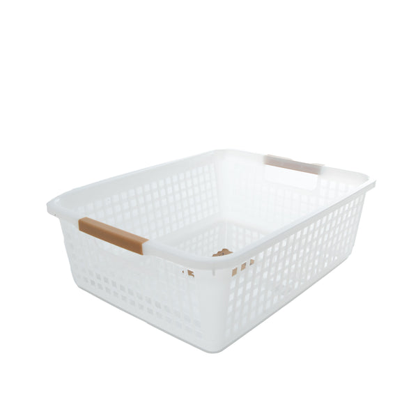 White Mesh Basket with Handle Indents