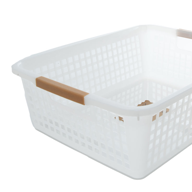 White Mesh Basket with Handle Indents