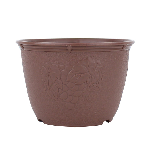 Brown Flower Pot with Patterned Surface