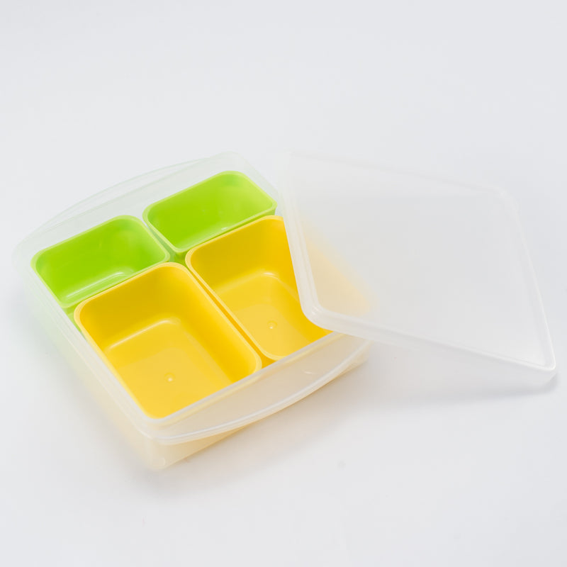 Lunch Box Set (Yellow*Green/14.9x12.8x4.2cm (1set))