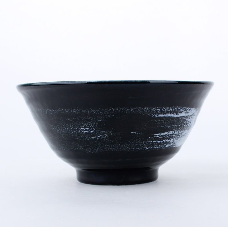 Youhen Kon Shiro Hake White Brush Stroke Ceramic Bowl