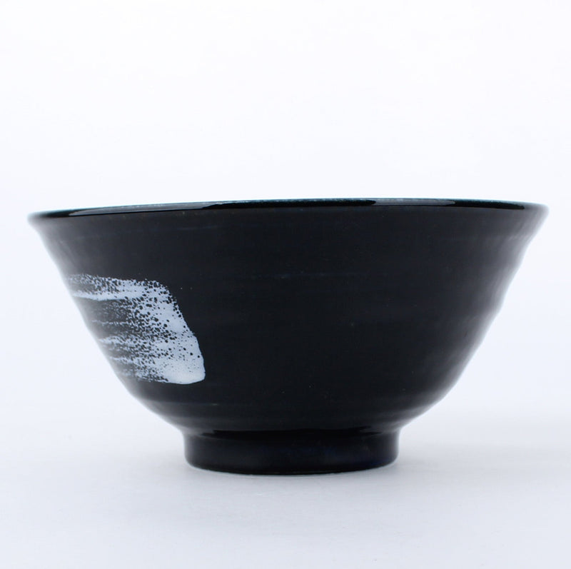 Youhen Kon Shiro Hake White Brush Stroke Ceramic Bowl