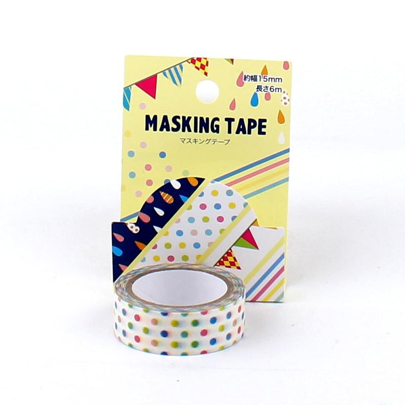 Colorful Polka Dot, Raindrop & Flag Masking Tape