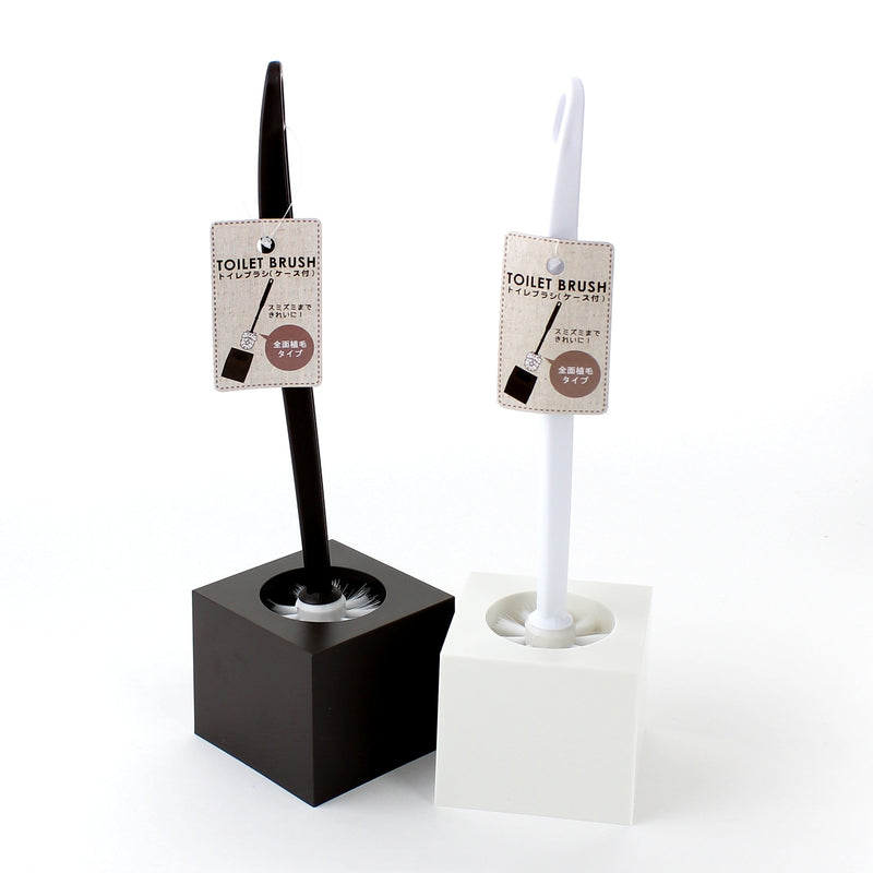 Toilet Brush Set (w/Stand/BK*WT/31x5.5cm)