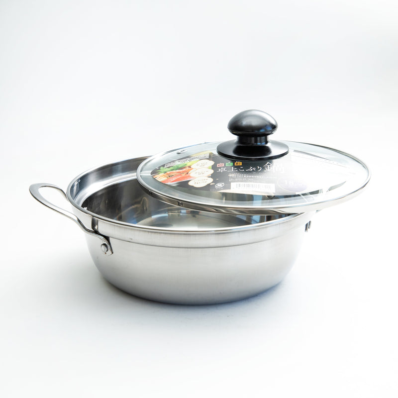 Pot (Stainless Steel/Glass/PF/With Lid & Handles/Gas & Induction (100V, 200V) Compatible/For Tabletop/1.75 L/20x24.5x10.3cm/SMCol(s): Silver)