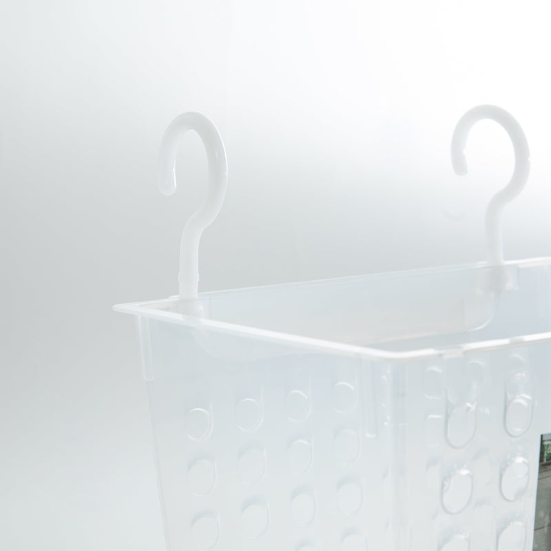 Clear Plastic Rectangular Basket with Hooks