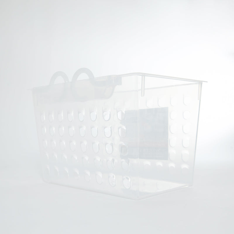 Clear Plastic Rectangular Basket with Hooks