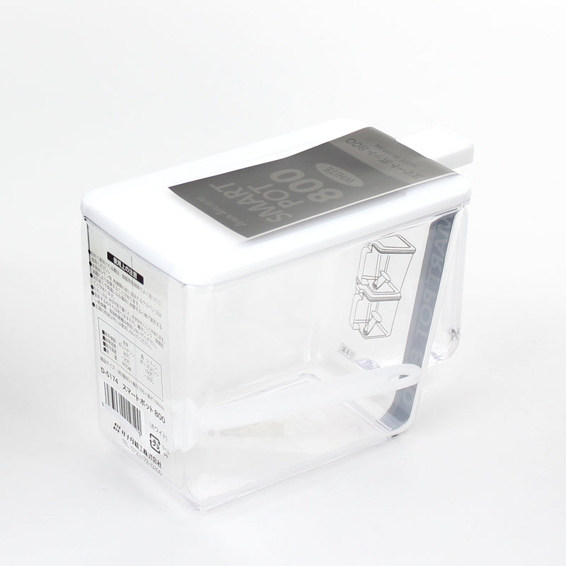 Plastic Container (w/Spoon/WT/CL/8x15.5x10.8cm)