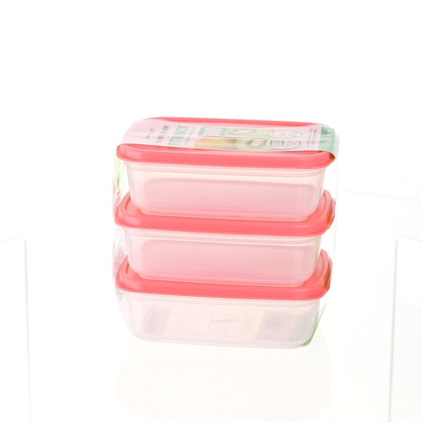 Plastic Food Container (PP/Microwave-Safe/Pink/TL/12.9x9.0x11.6cm / 300mL (3pcs))