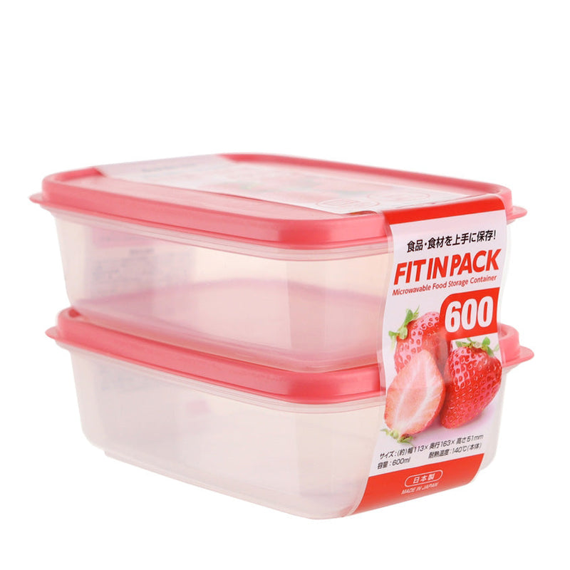 Plastic Food Container (PP/Microwave-Safe/PK/TL/16.3x11.3x9.8cm / 600mL (2pcs))
