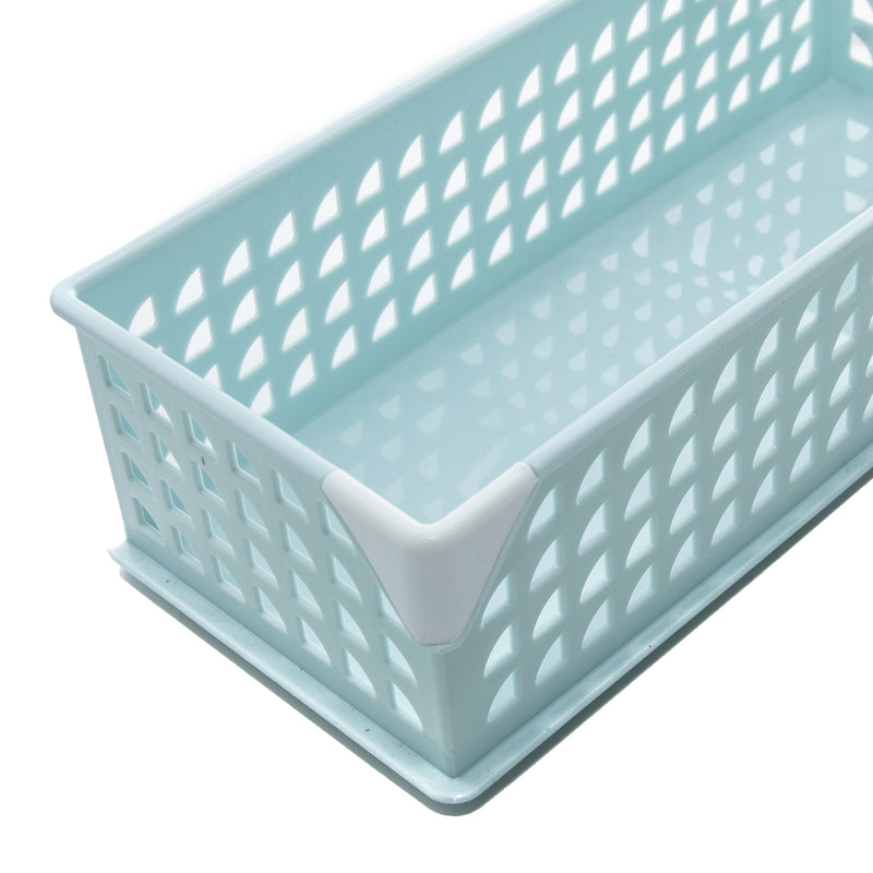 Light Blue Slim Stackable Storage Basket