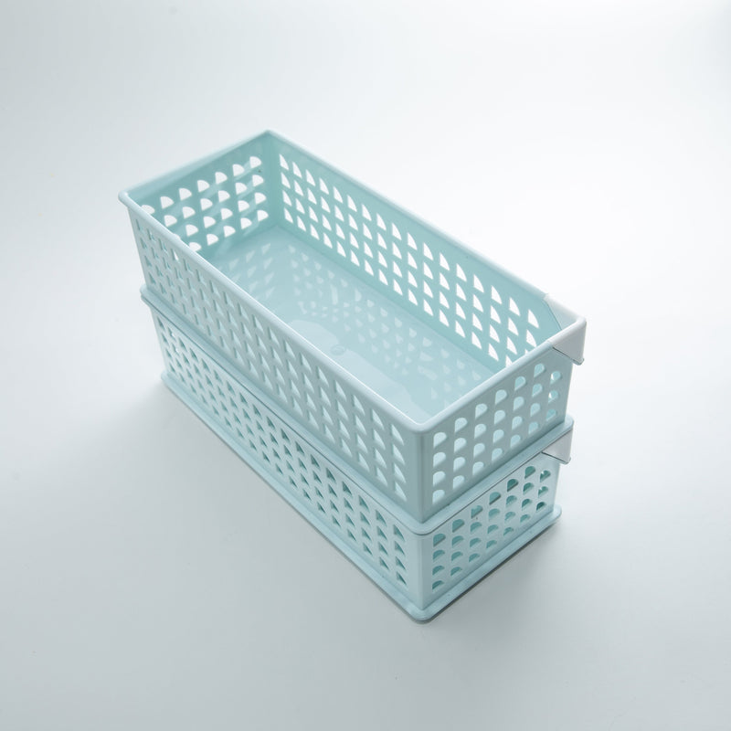 Light Blue Slim Stackable Storage Basket