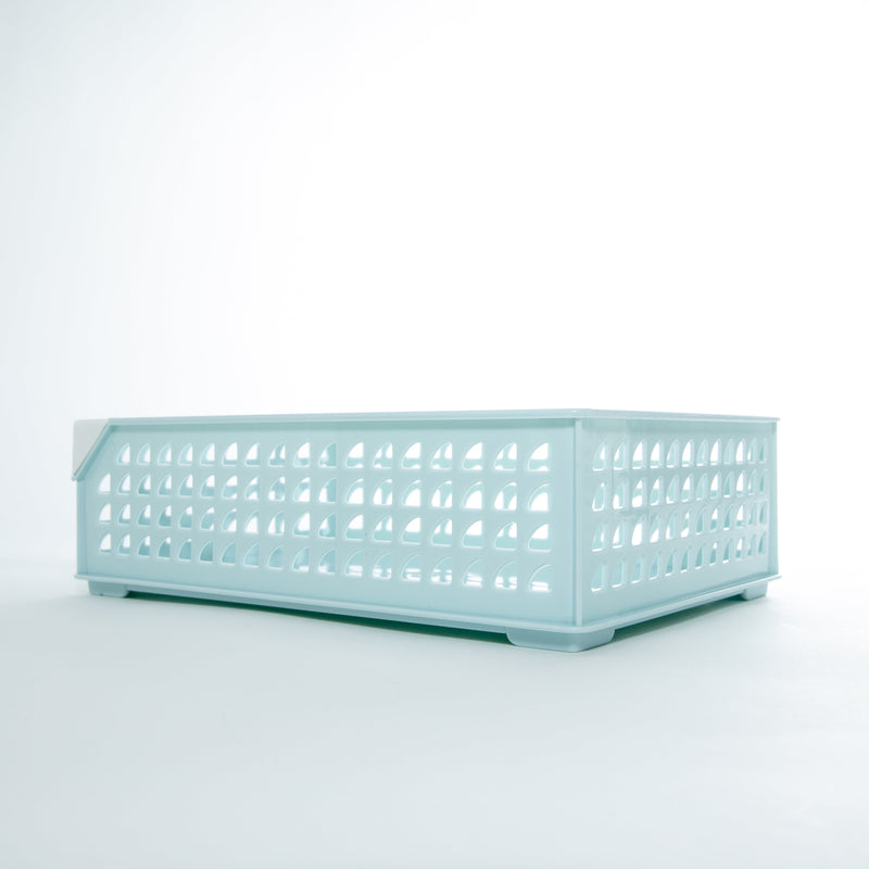 Light Blue Wide Stackable Storage Basket
