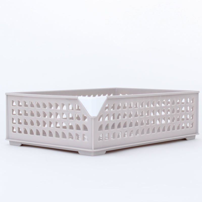 Stackable Wide Light Grey Storage Basket