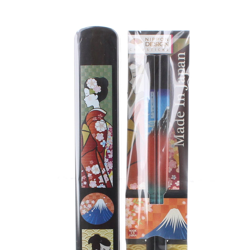 Red Mt. Fuji Wooden Chopsticks with Case