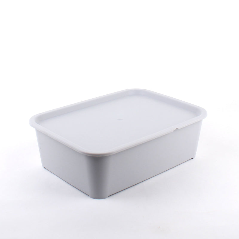 Storage Box with Lid (M Shape/LT GR/26x19x7.9cm)