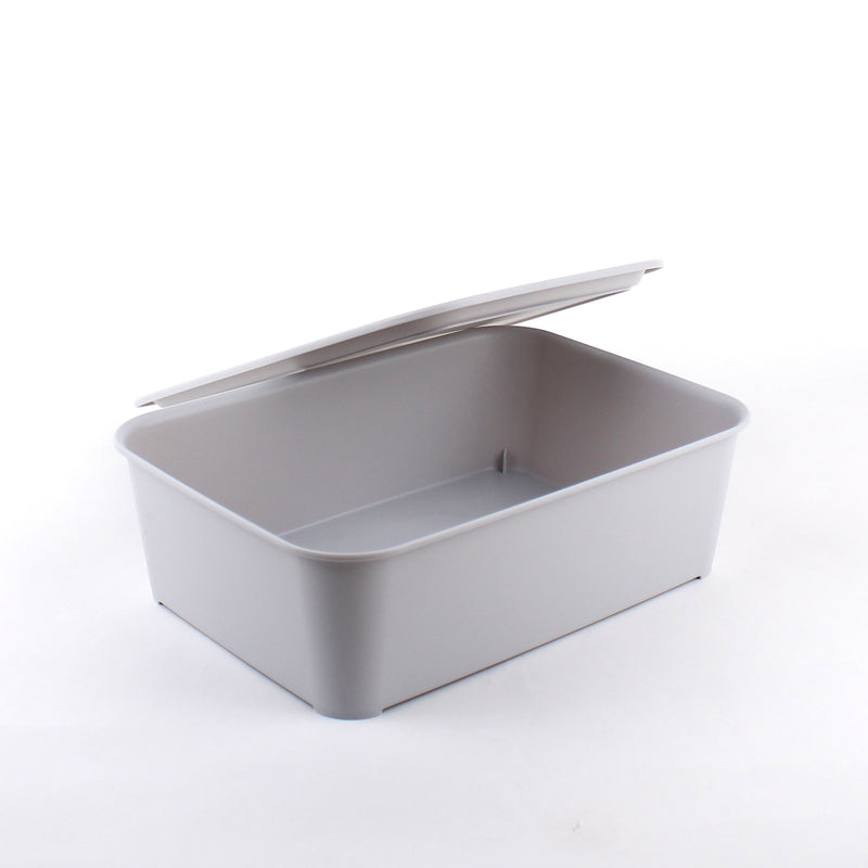 Storage Box with Lid (M Shape/LT GR/26x19x7.9cm)