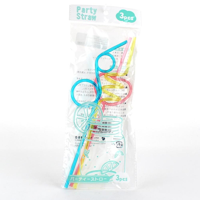 Disposable Plastic Straws (Heart/3xCol/24.3cm (3pcs))