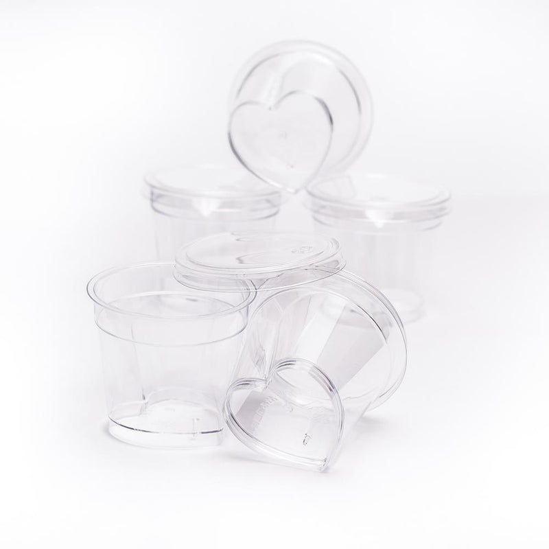 Heart Shaped Dessert Cups with Lid (Clear/8x8x14.5cm (5pcs))